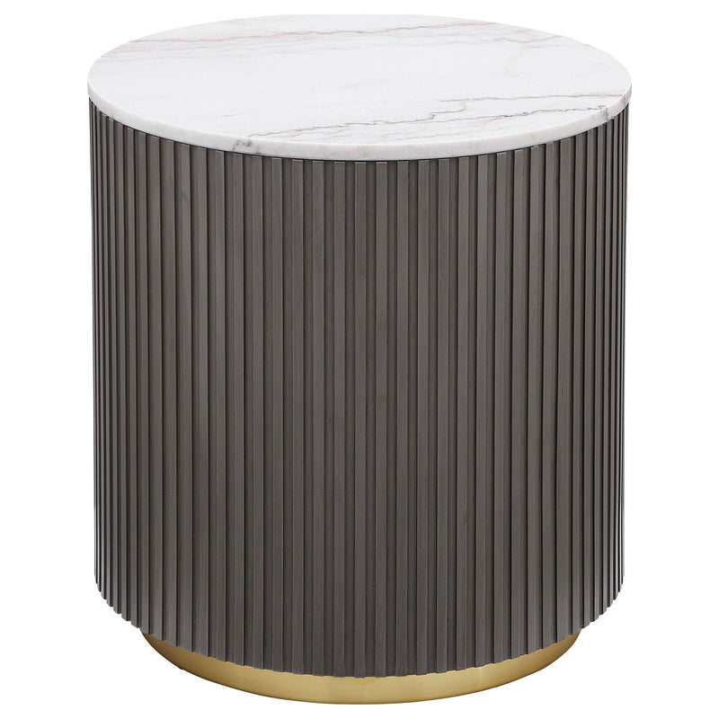 Jason  Round Marble Coffee and End Table Set White