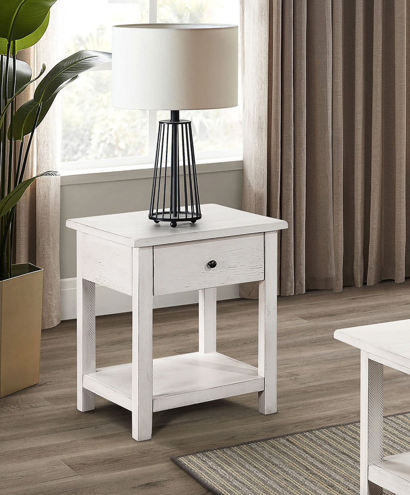 Payne 1-drawer Wood End Table with Shelf Distressed Brown