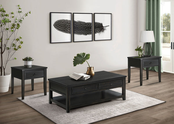 Concord  Coffee and End Table Set Distressed Java