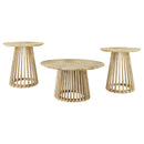 Touhy  Round Coffee and End Table Set Natural Mango