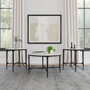 Hermas  Round Marble Coffee and End Table Set White