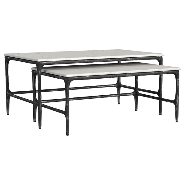 Ebby  Genuine Marble Top Nesting Coffee Tables White