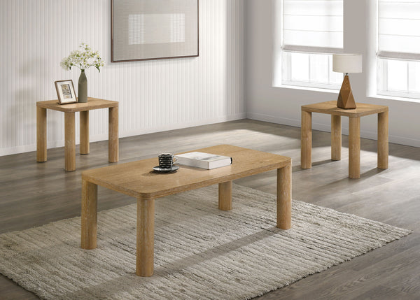 Castlewood 3-piece Cocktail Coffee Table Set Washed Oak