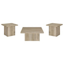 Devar Square Coffee End Table Set Distressed Pine