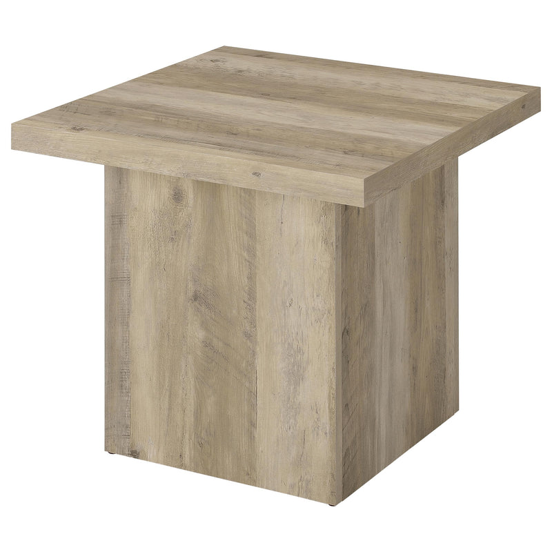 Devar Square Coffee End Table Set Distressed Pine