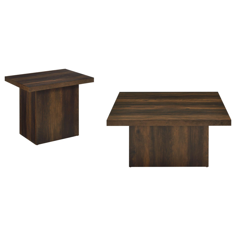 Devar Square Coffee and End Table Set Dark Pine
