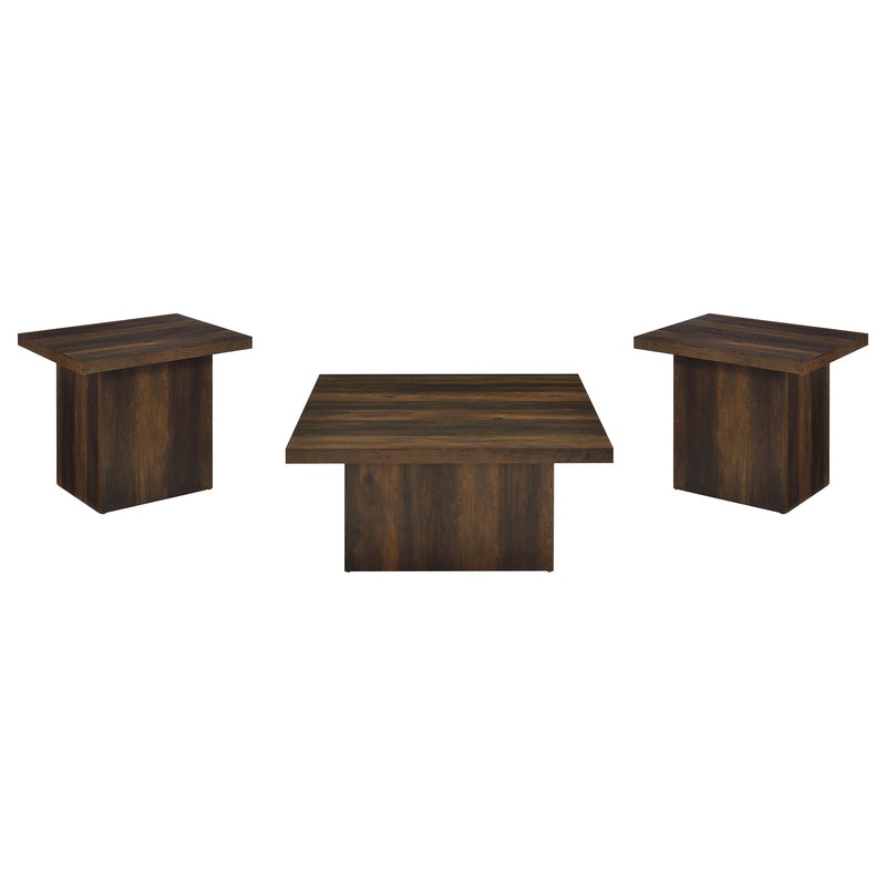 Devar Square Coffee and End Table Set Dark Pine