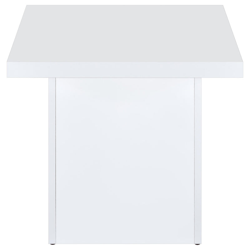 Devar Square Engineered Wood Side End Table White High Gloss