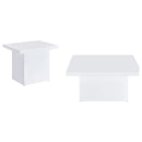 Devar Square Coffee End Table Set White High Gloss