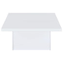 Devar Square Engineered Wood Coffee Table White High Gloss