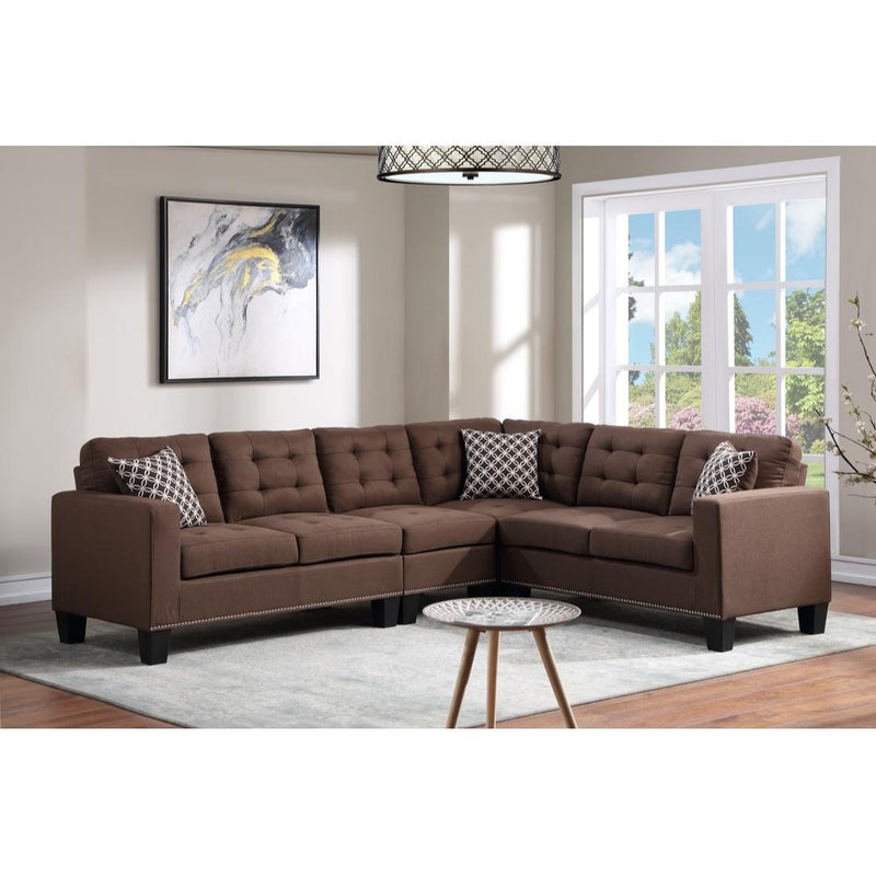 Happy Homes Logan Fabric Sectional Logan - Brown IMAGE 1