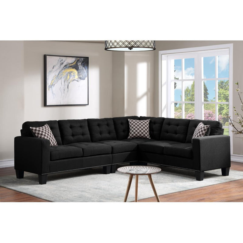 Happy Homes Logan Fabric Sectional Logan - Black IMAGE 1