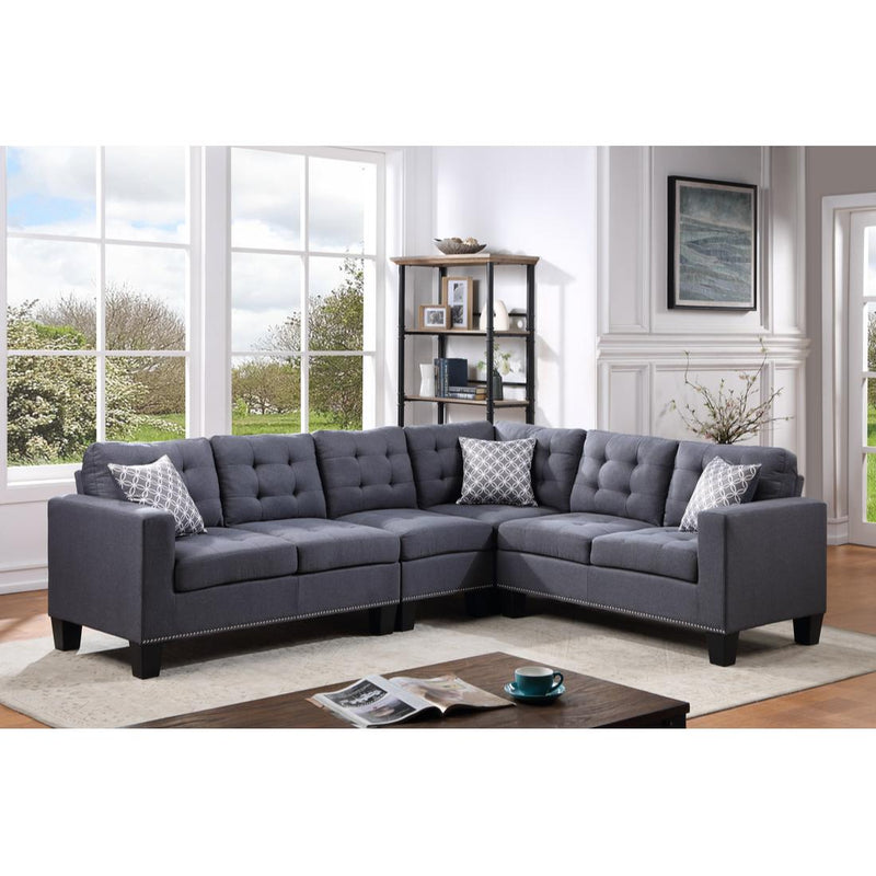 Happy Homes Logan Fabric Sectional Logan - Gray IMAGE 1