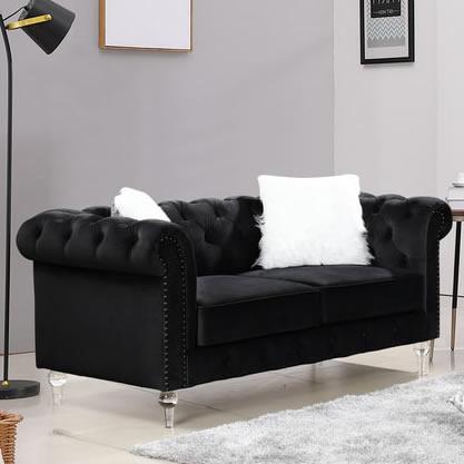 Happy Homes Manchester Stationary Fabric Loveseat Manchester Loveseat - Black IMAGE 1