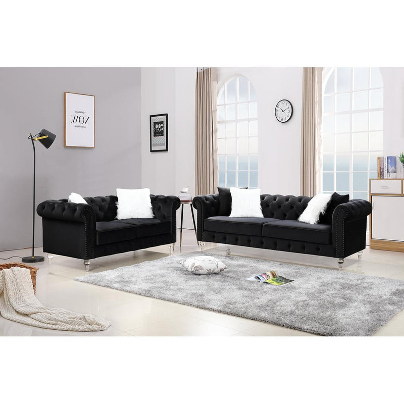 Happy Homes Manchester Stationary Fabric Loveseat Manchester Loveseat - Black IMAGE 2