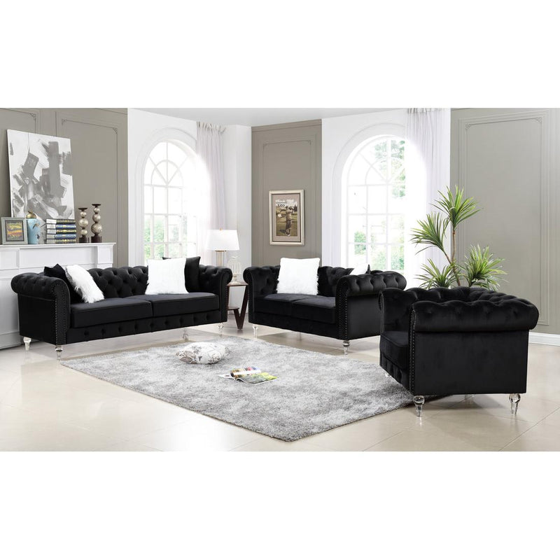 Happy Homes Manchester Stationary Fabric Loveseat Manchester Loveseat - Black IMAGE 3