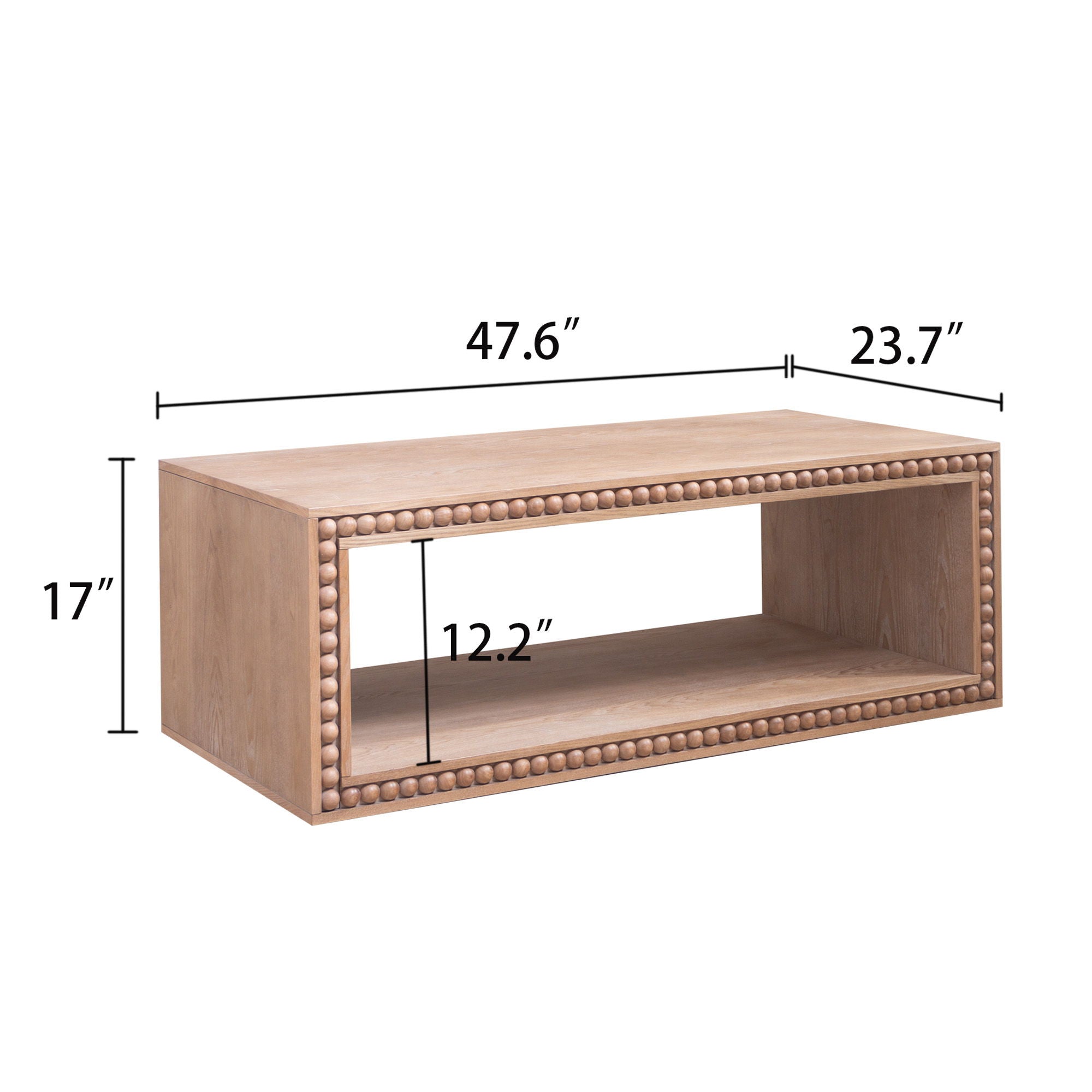 Beaded Edge Coffee Table With Open Storage Shelf