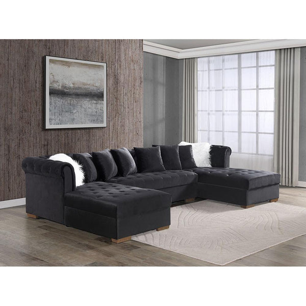 Happy Homes Aria Fabric 3 pc Sectional Aria Black IMAGE 1