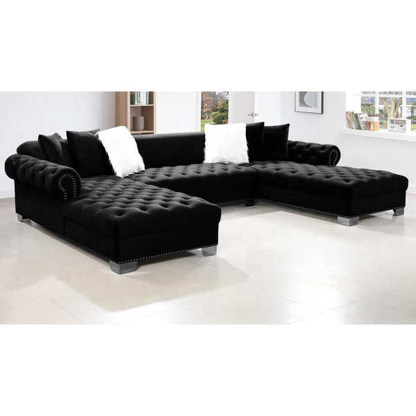 Happy Homes XL London Fabric 3 pc Sectional XL London - Black IMAGE 1