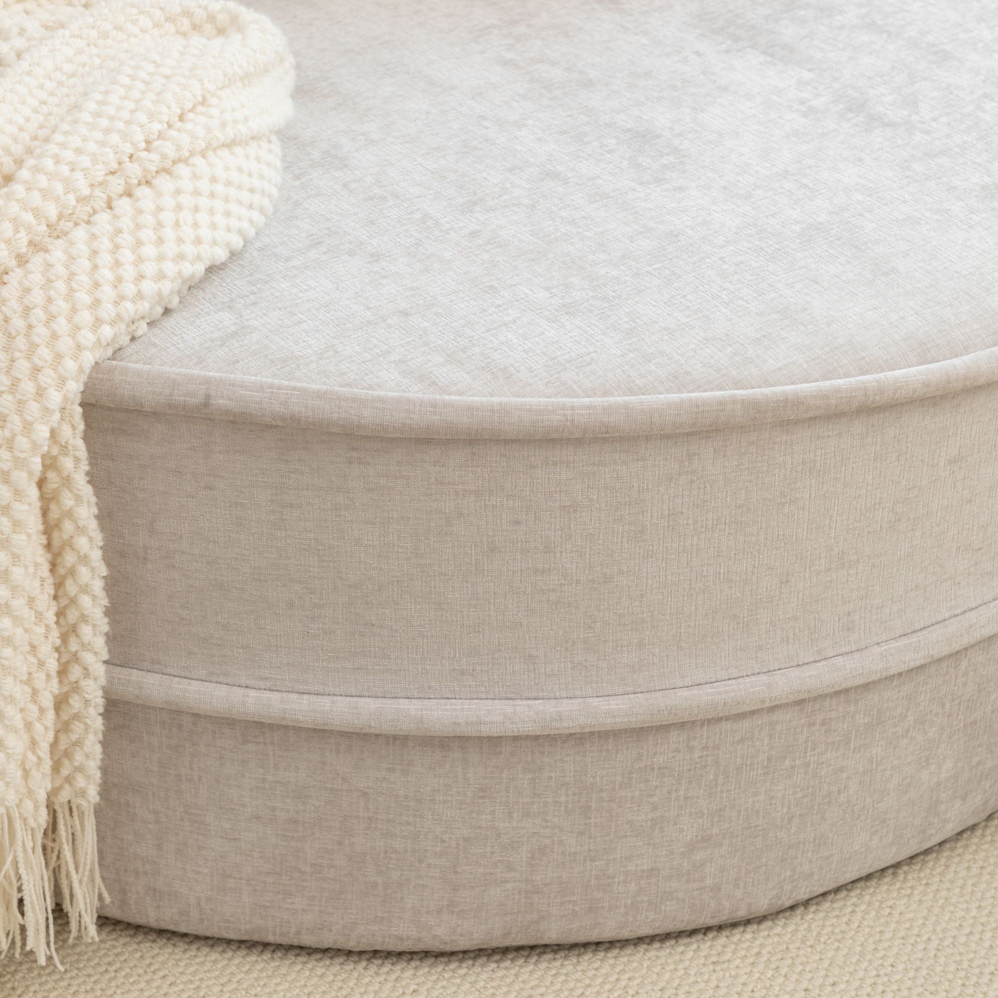 Modern Oversized Round Barrel Accent Chair With Ottoman