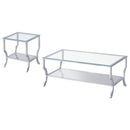 Saide Glass Top Coffee and End Table Set Chrome