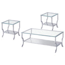 Saide Glass Top Coffee and End Table Set Chrome