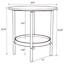 Delfin Round Glass Top Side End Table Black and Brown