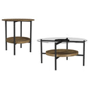 Delfin  Round Coffee and End Table Set Brown