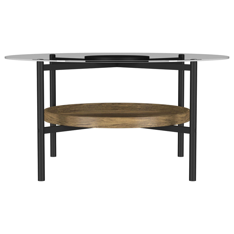Delfin  Round Coffee and End Table Set Brown
