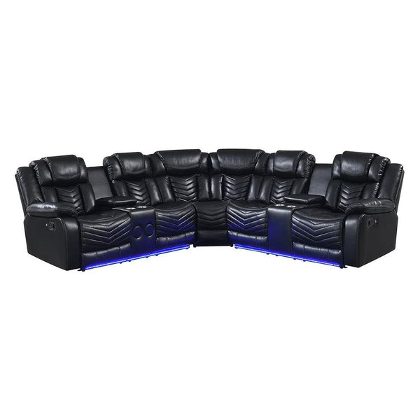 New Era Innovations Lucky Charm Reclining Leather Air 3 pc Sectional Lucky Charm S2021 Reclining Sectional - Black IMAGE 1