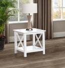 Skyview Square Pine Wood Side End Table with Shelf White