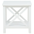 Skyview Square Pine Wood Side End Table with Shelf White