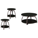 Dacre Round Coffee and End Table Set Dark Charcoal