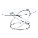 Warren  Oval Glass Top Coffee Table Set Chrome