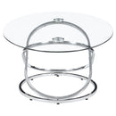 Warren  Oval Glass Top Coffee Table Set Chrome