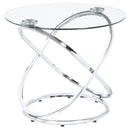 Warren  Oval Glass Top Coffee Table Set Chrome