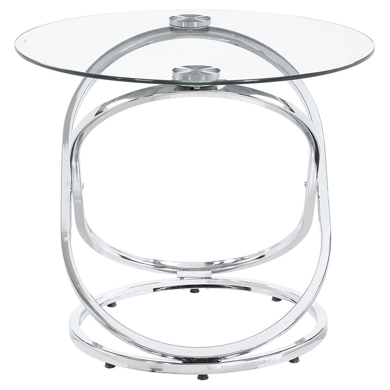 Warren  Oval Glass Top Coffee Table Set Chrome