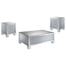 Gillian Mirrored Coffee and End Table Set Silver