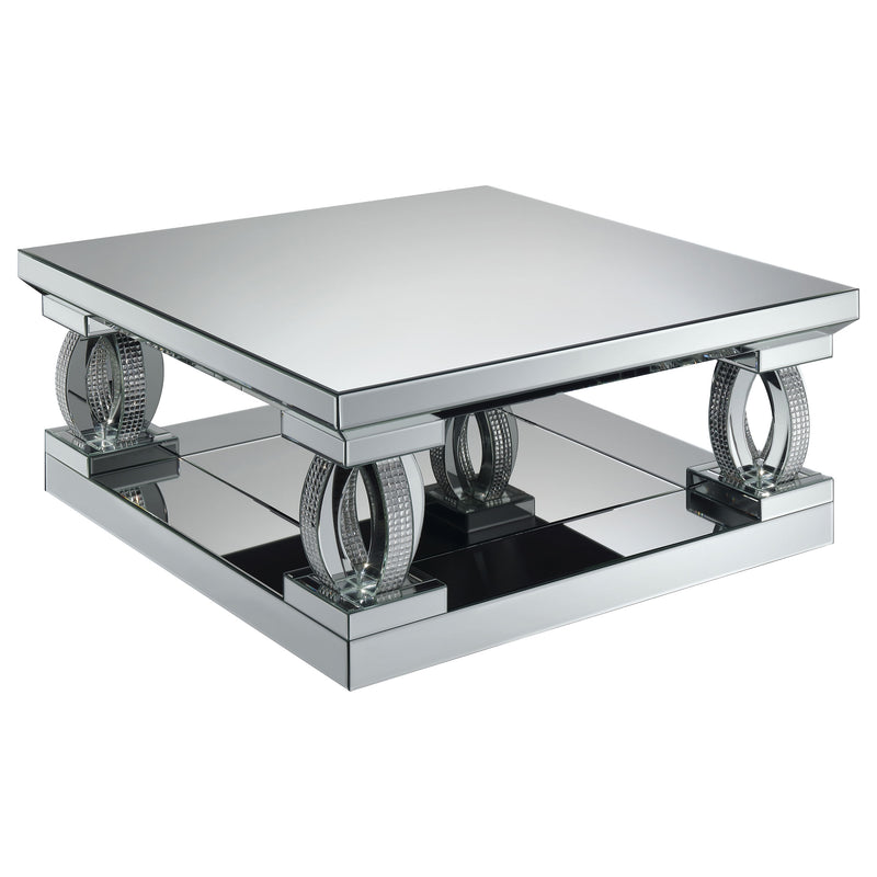 Amalia  Mirrored Coffee and End Table Set Silver