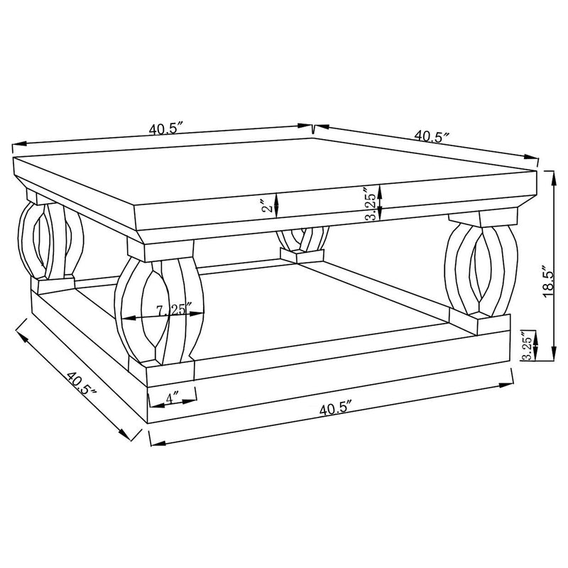 Amalia Square Mirrored Acrylic Crystal Coffee Table Silver