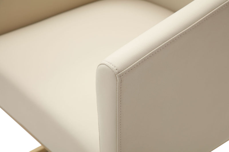 Modrest Yukon - Modern Beige Bonded and Antique Brass Dining Chair
