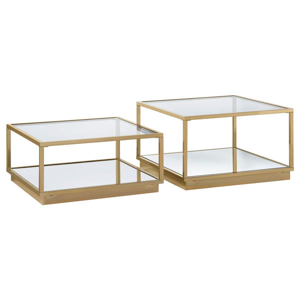 Renee  Square Coffee Table Set Rose Brass