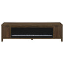 Carey 79-inch TV Stand Fireplace Media Console Dark Pine