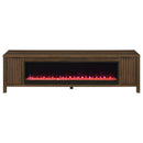 Carey 79-inch TV Stand Fireplace Media Console Dark Pine