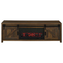 Enfield 71-inch TV Stand Fireplace Media Console Dark Pine
