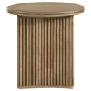 Adina Round Wood Side End Table Distressed Light Brown