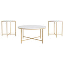 Ellison  Round Marble Coffee and End Table Set White