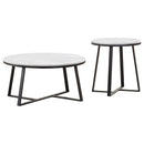 Hugo Coffee and End Table Set White Faux Marble