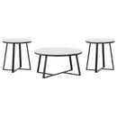 Hugo Coffee and End Table Set White Faux Marble
