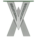 Taffeta Glass Top Mirrored Acrylic End Table Silver